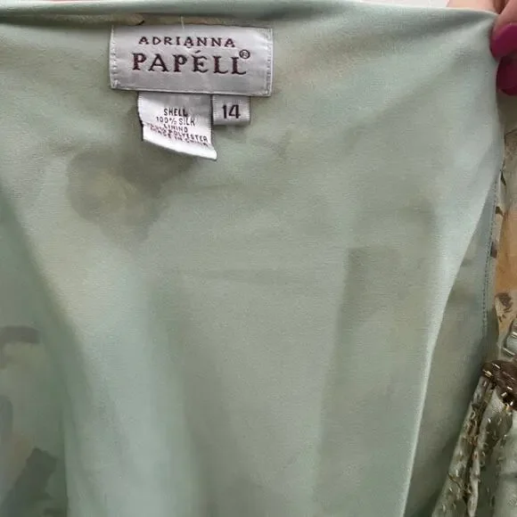 Vintage Y2K Adrianna Papell 100% Silk Floral Frilly Skirt + Tank Set - Picture 10 of 10